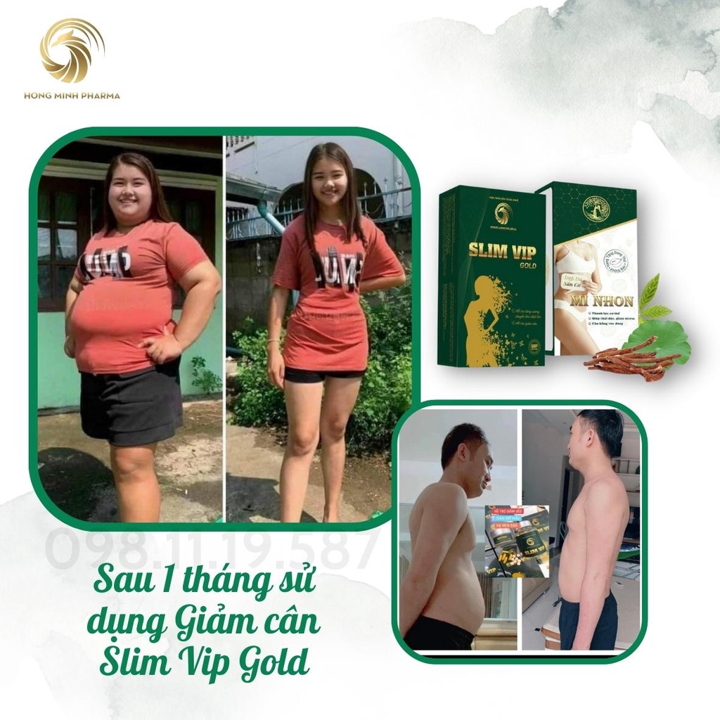 Viên Uống SLim Vip Gold Mới Chính Hãng - Mua 1 Tặng 1 - Lấy Lại Vóc Dáng, Giảm Cân Dễ Dàng, Giảm Nhanh 3-10Kg