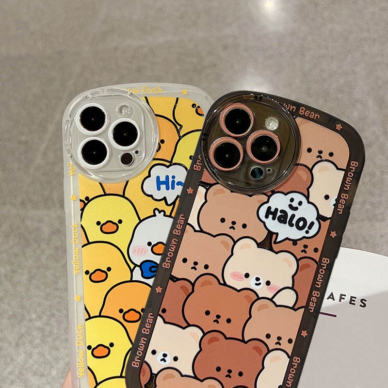 Ốp Điện Thoại Hình Vịt Vàng / Gấu Cho IPhone 14 14 Pro MAX 11 Pro 11 Pro MAX 12 12 Pro 12 Pro MAX 13 Pro MAX X XR XS MAX 6S 7 8 Plus SE 2020 Ốp Bảo Vệ Chuyên Dụng Dành Cho Xe Đạp