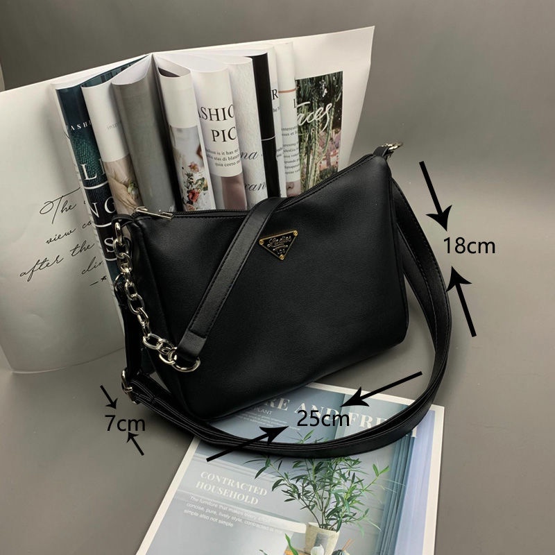 MISCHA Túi Đeo Chéo Vai Bằng Da PU Màu Trơn Thời Trang Hàn Quốc