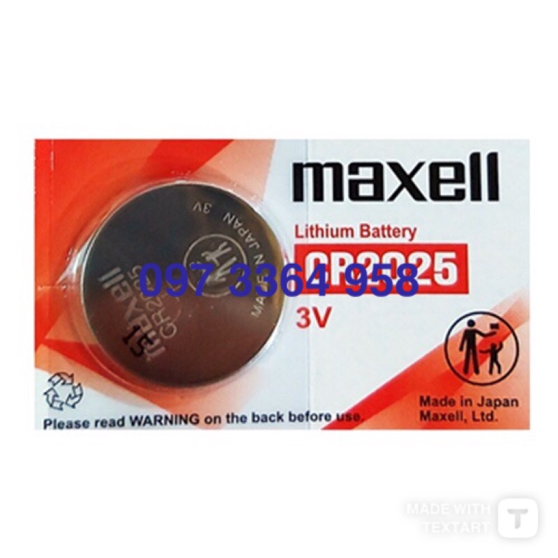 Vỉ 5 viên pin CR2025 Maxell