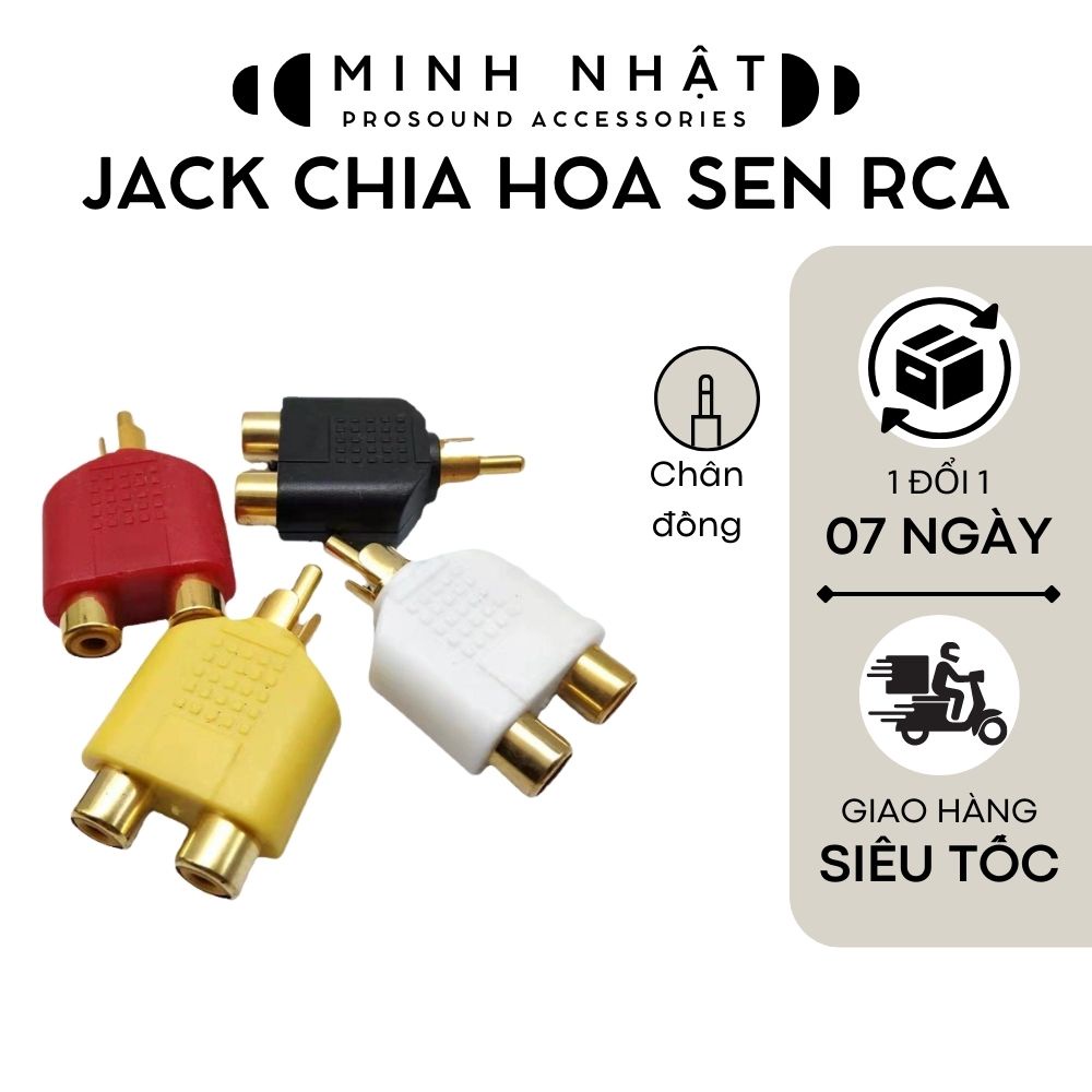 Jack chia audio 2 RCA âm sang 1 RCA dương, chân đồng