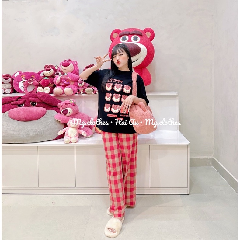 SET SUÔNG GẤU DÂU QUẦN CARO