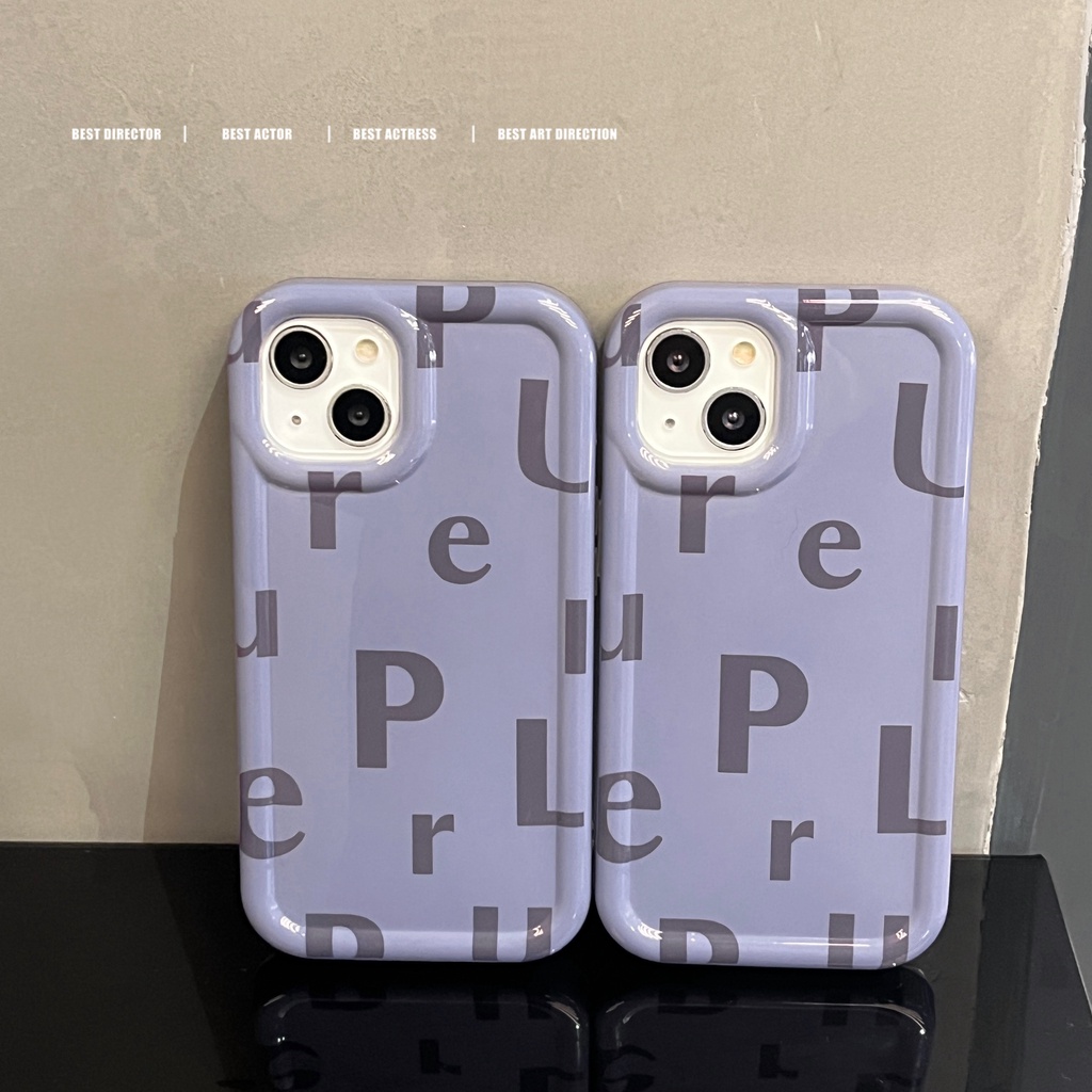Ốp Điện Thoại Màu Tím In Chữ Tiếng Anh Độc Đáo Chống Sốc Cho iPhone 14 / 13 / 12 / 11
