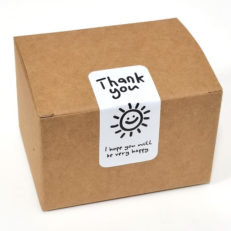 TD71_Tem dán chữ _ STICKER " Thank you" << SIZE 3X6CM, 100 TEM/XAP_ STICKER NIÊM PHONG HỘP GIẤY