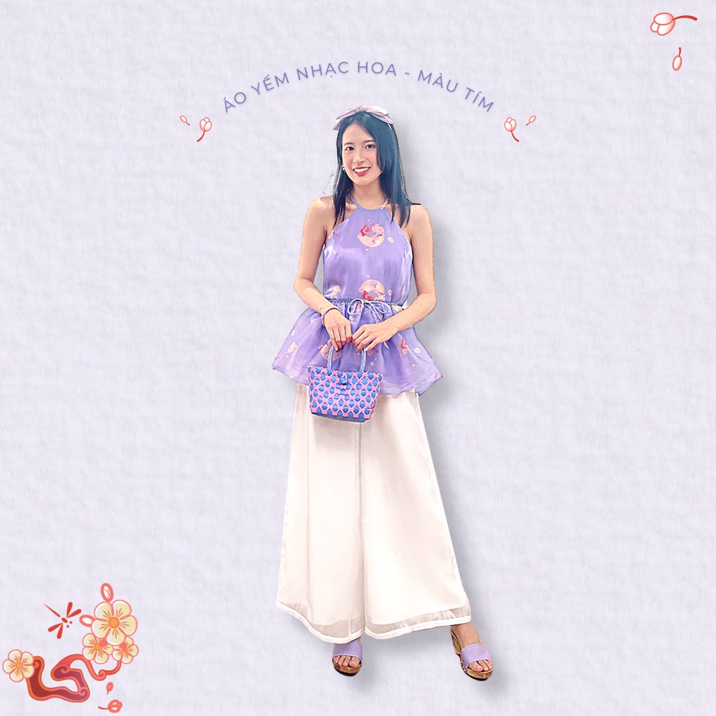 Sumire Store Áo yếm xòe organza Nhạc Hoa - Tím