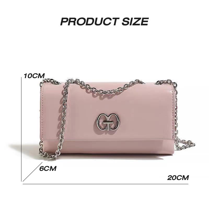 Mischa Túi Xách Da PU Màu Trơn Phối Dây Xích Dễ Phối Đồ Thời Trang Cao Cấp