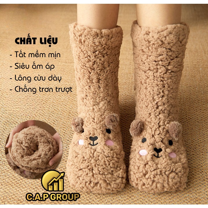 Tất vớ dày giữ ấm mùa Đông cho nữ và trẻ em hình Gấu dễ thương dễ thương