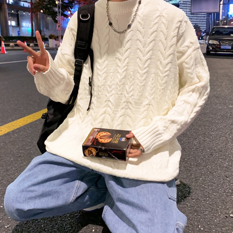 Áo sweater Màu Sắc Đơn Giản Phong Cách retro Nhật Bản Cho Nam