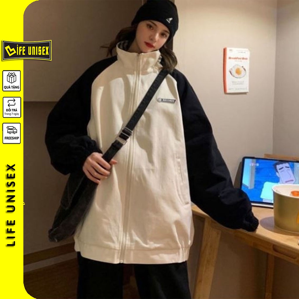 Áo Khoác Bomber Dù RECORDS Nam Nữ Ulzzang Unisex Kiểu Form Rộng 2 Lớp Jacket  - LIFE UNISEX