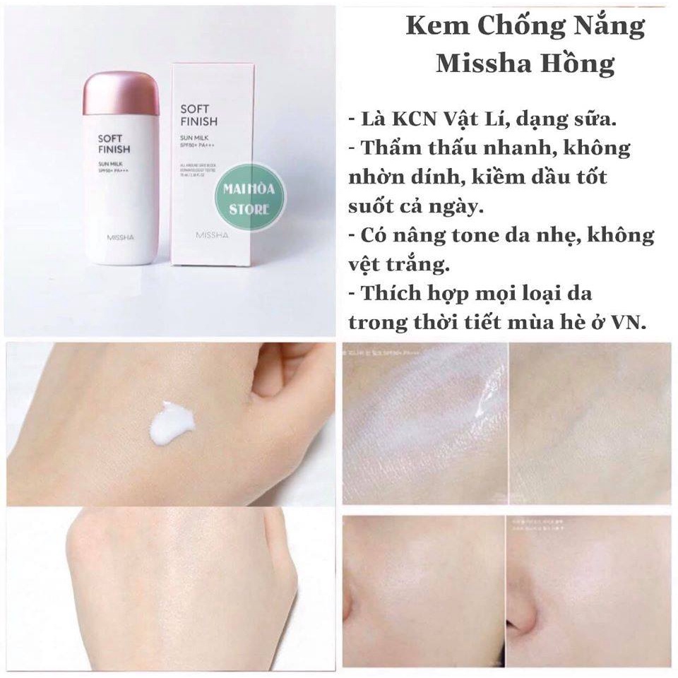 Kem Chống Nắng Nâng Tông Missha Soft Finish Sun Milk SPF50 70ML