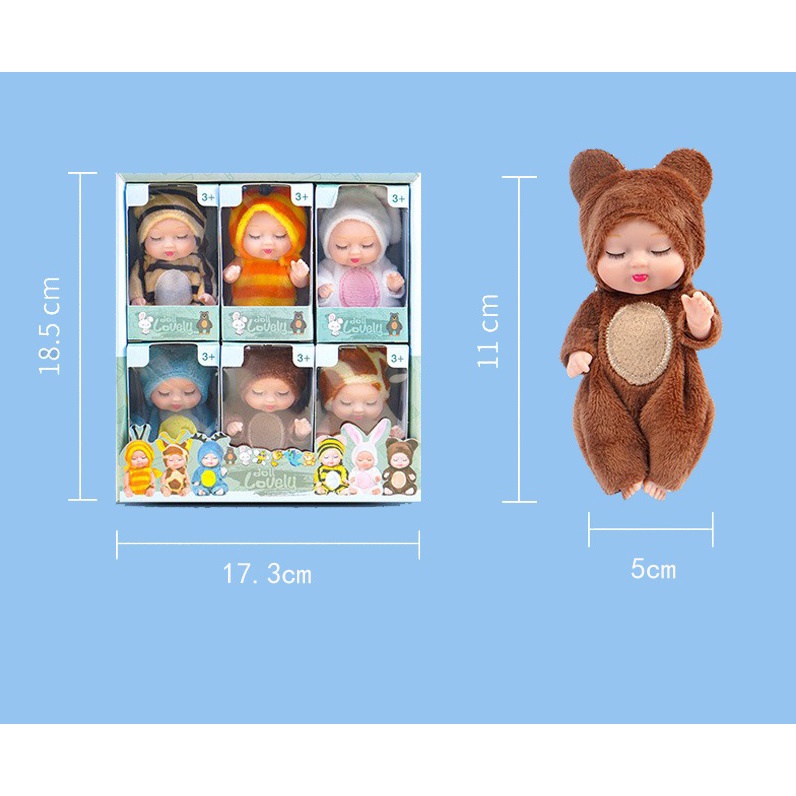 Hộp Quà Set 6 Búp Bê Em Bé Sơ Sinh Đáng Yêu Cho Bé