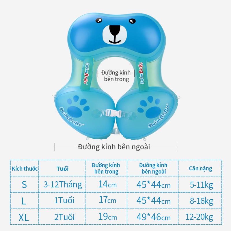 Phao Bơi Bơm Hơi Hình Cá Voi / Gấu Hoạt Hình Có Thể Tháo Rời Cho Bé