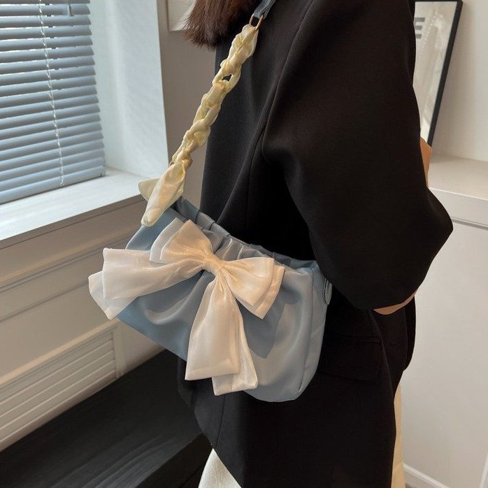 AlphaZ Túi Đeo Vai Xếp Ly Bằng Da PU Phối Dây Xích Thời Trang Phong Cách Hàn Quốc