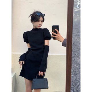 Đầm ôm body tay ngắn phối tay rời