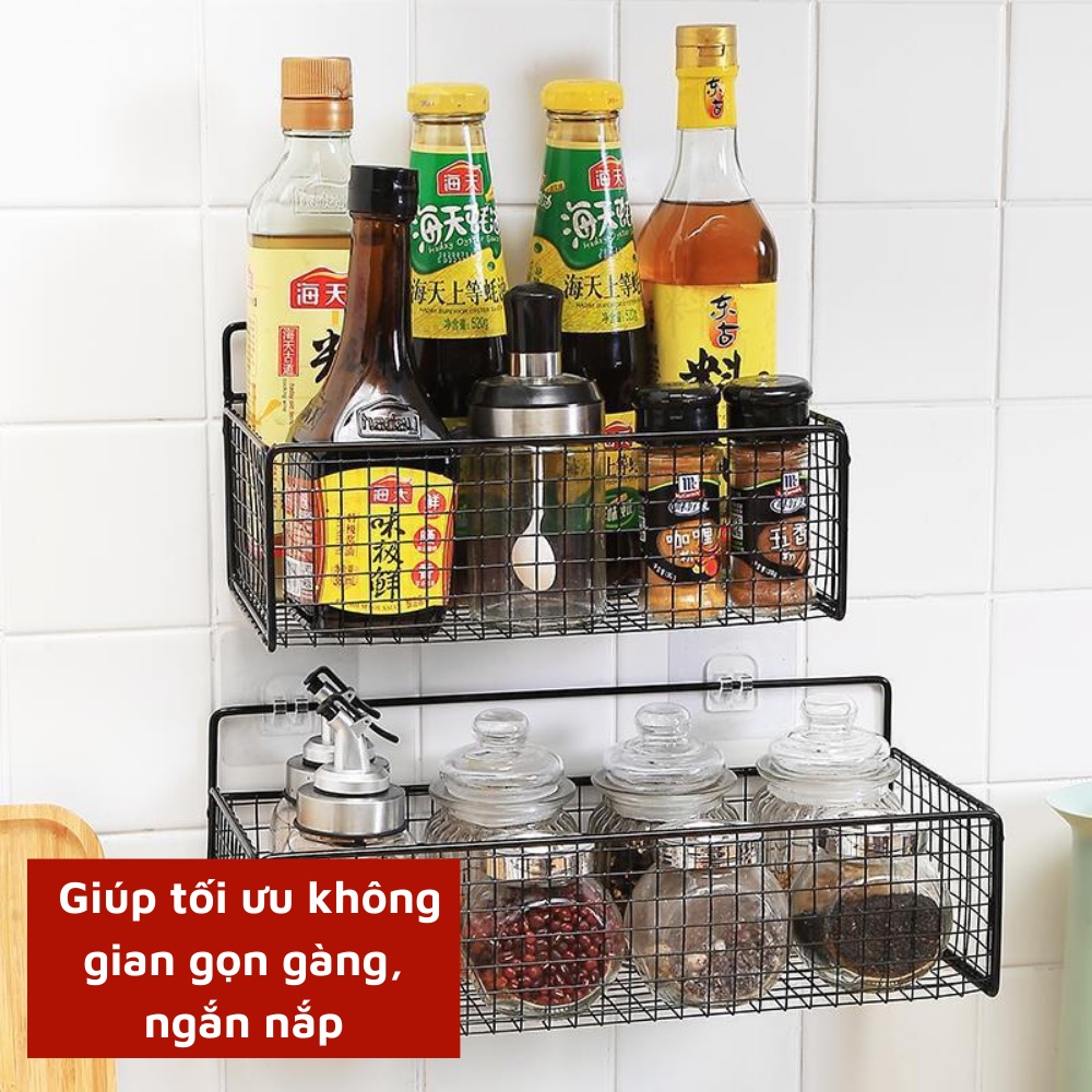 Kệ sắt dán tường siêu chắc chắn giá đựng mỹ phẩm dán tường không khoan đục cao cấp không rỉ