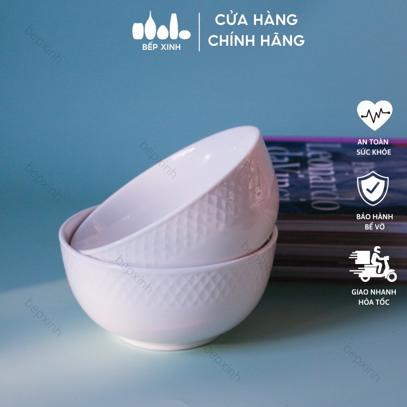 Chén Cơm Viền Sần Trắng Trơn - Sứ Minh Châu - Bát Cơm