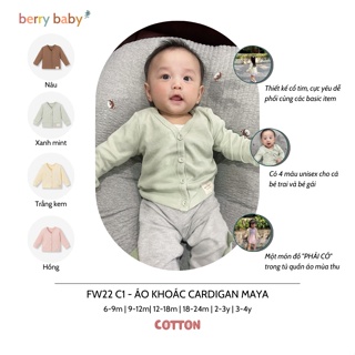 Áo khoác cho bé berry cardigan cho bé trai bé gái nhiều màu áo khoác mỏng - ảnh sản phẩm 3