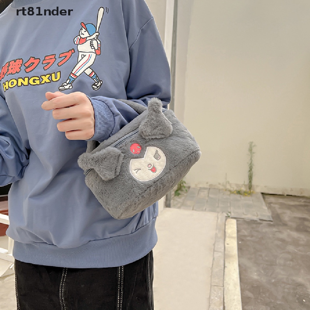 Rt Túi Đựng Mỹ Phẩm Xách Tay Bằng Lông Nhung Họa Tiết Hoạt Hình Anime Dễ Thương Dành Cho Học Sinh Nữ