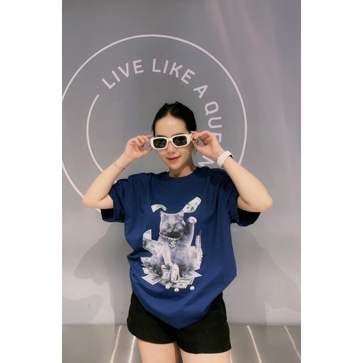 Áo Thun 3158 In Hình MÈO ĐÔ LA Form Rộng Unisex Chất Cotton Khô Loại 1, Thoáng Mát, Thấm Hút Mồ Hôi - GUNN