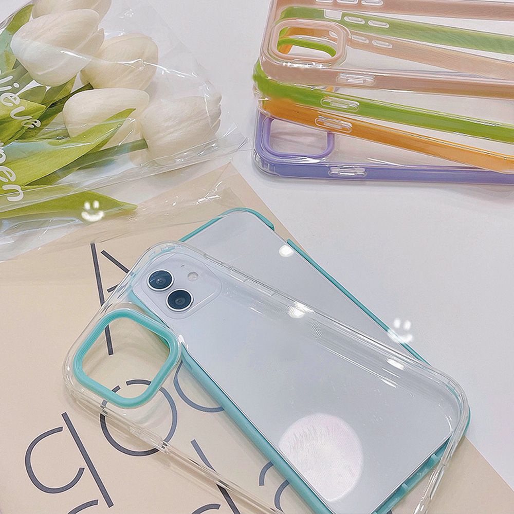 Ốp Điện Thoại TPU Mềm Bo Viền 3 Trong 1 Màu Macaron Chống Vỡ Cho IPhone 14 13 12 11 Pro Max X Xs XR 8 7 Plus