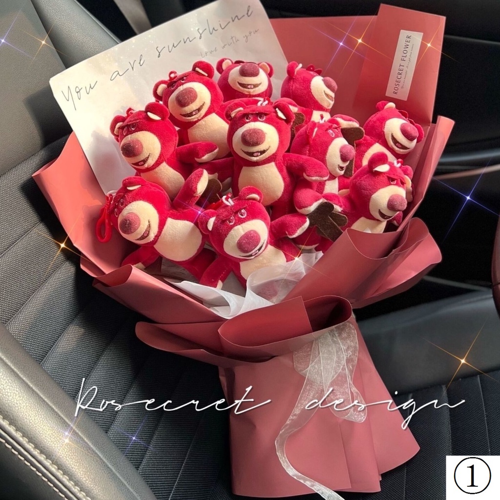 Bó Hoa Búp Bê Gấu Dâu Hoạt Hình Quà Tặng Sinh Nhật Cho Bạn Gái