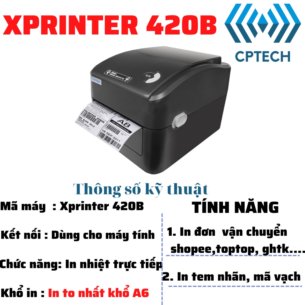Máy in Xprinter XP 350B in đơn hàng GHTK, in tem nhãn và phiếu giao hàng các sàn TMĐT
