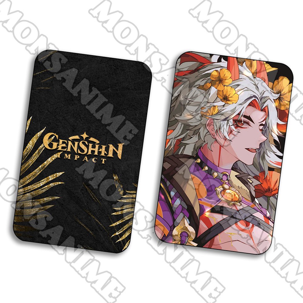 Ảnh card bo góc in hình game GENSHIN IMPACT ver CÀI HOA 5*8cm anime chibi sưu tầm