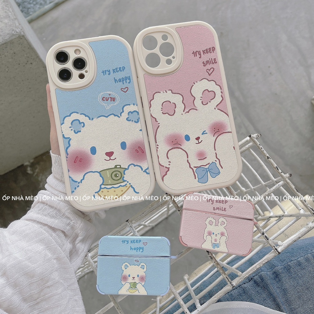 Ốp gấu keep smile/happy 7plus/8plus/X/Xs/Xsmax/XR/11/11promax/12/12promax/13/13promax