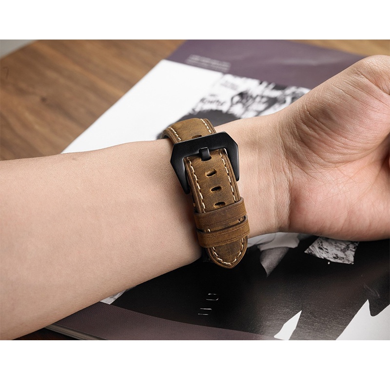 Dây Đeo Bằng Da Có Khóa Kim Loại 20mm Cho Đồng Hồ Thông Minh Samsung Galaxy Watch 5 Pro / Watch 4 40mm 44mm / Active 2