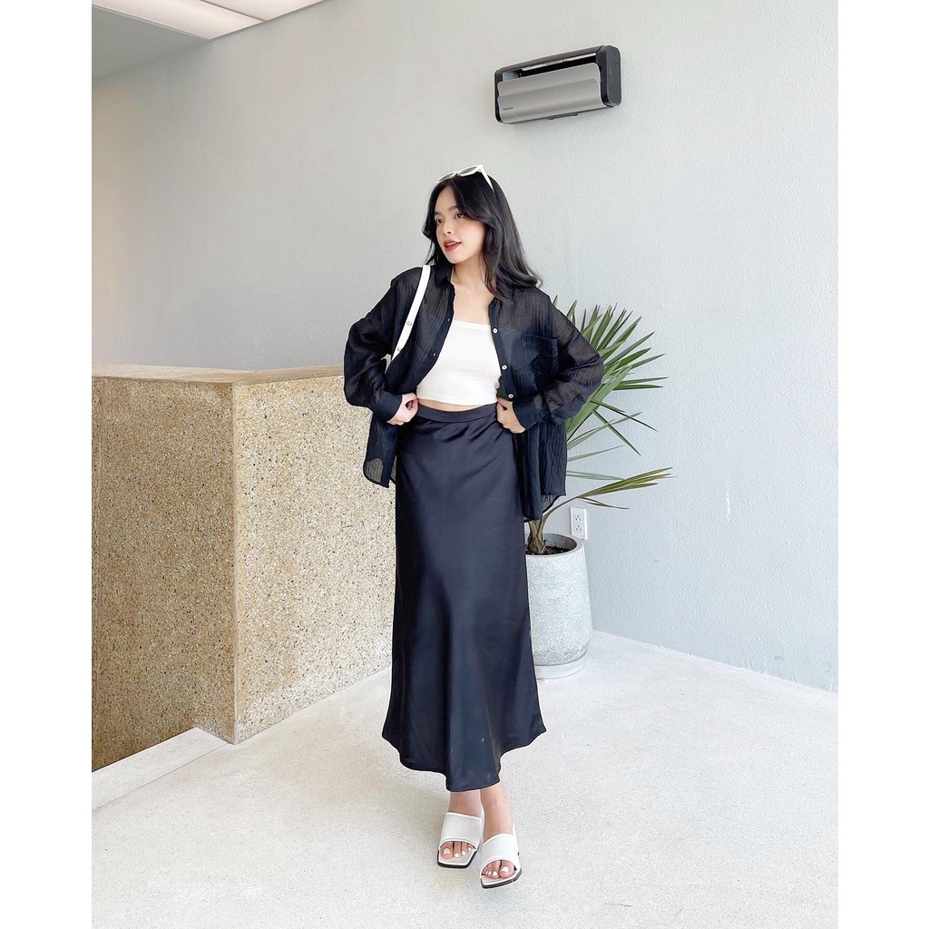 CV dài lụa đen/xanh