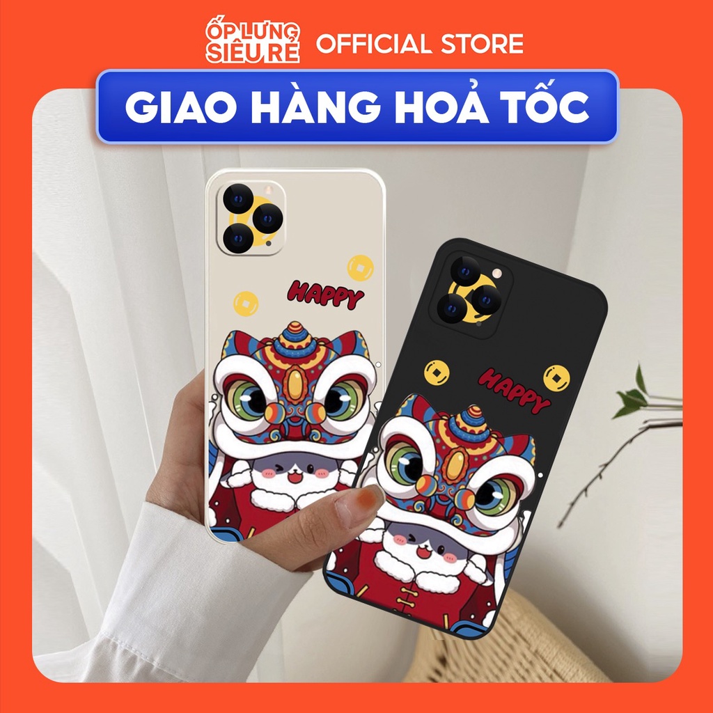 Ốp Lưng iPhone 11/14 Pro Max/15 Pro Max/16 Pro Max/17 Pro Max TPU Cạnh Vuông Hình Tết BST1