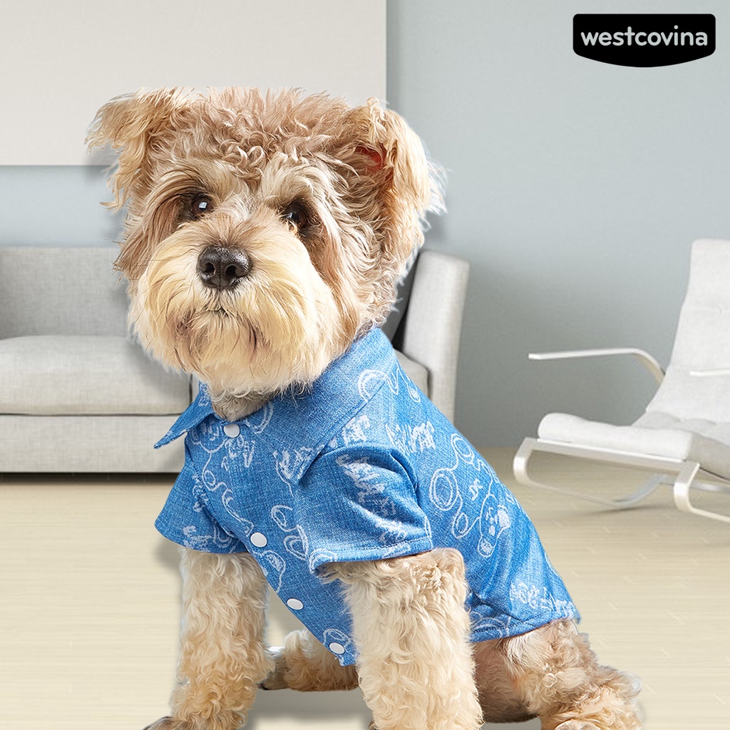 [COD]♘Áo Denim Không Phai In Hình Gấu Dễ Thương Cho Thú Cưng