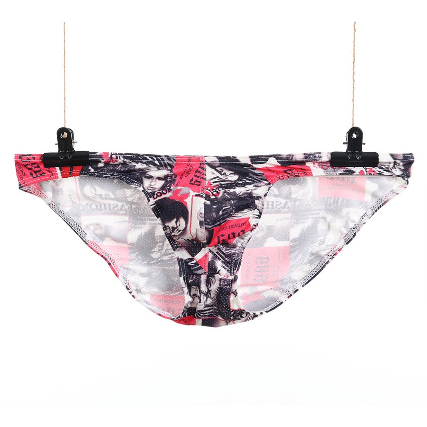 Quần Lót Lưng Thấp Phối Lưới Thoáng Khí In Họa Tiết Cá Tính Cho Nam