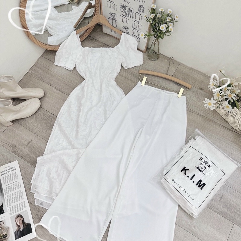 ✌️set áo dài gấm hoa 2 lớp + quần