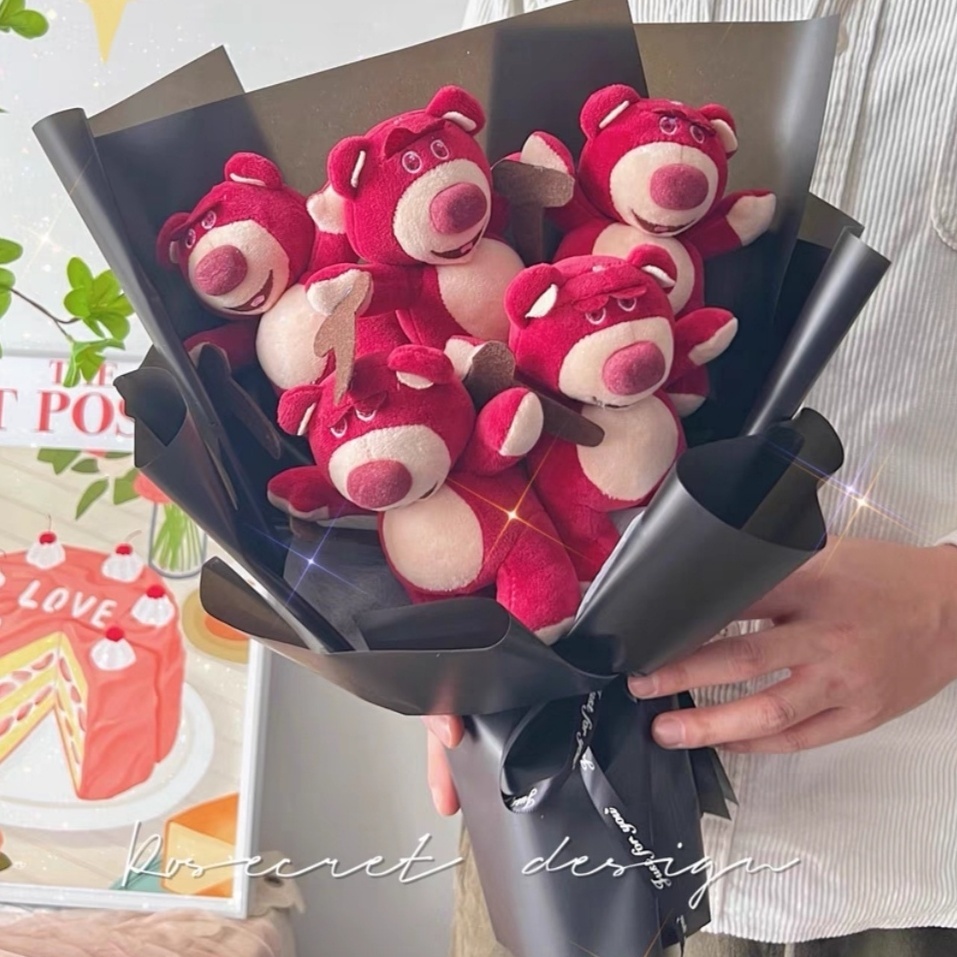 Bó Hoa Búp Bê Gấu Dâu Hoạt Hình Quà Tặng Sinh Nhật Cho Bạn Gái