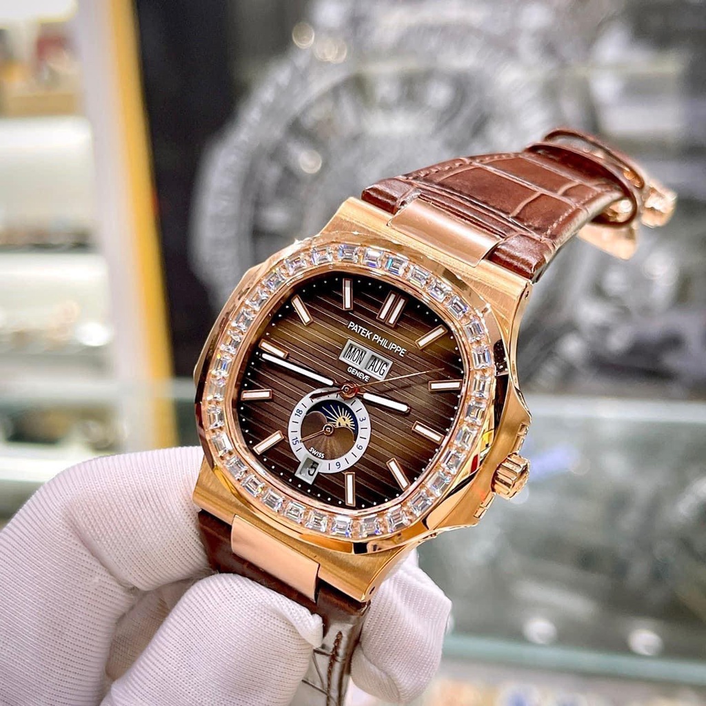 ĐỒNG HỒ NAM PATEK PHILIPE 5726 Moon Phase Brown khung G Nieng - Máy Thụy Cal - Automatic- 40mm BẢO HÀNH 3 Năm