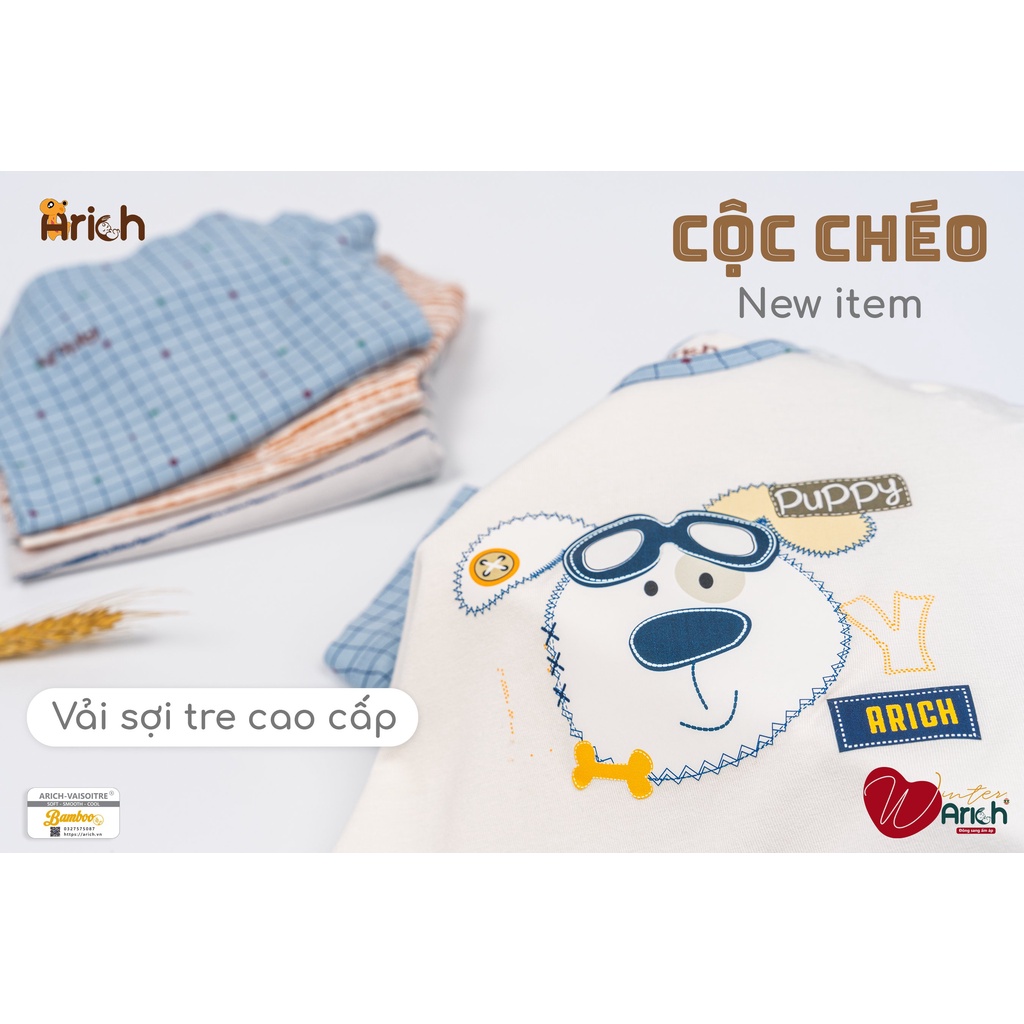 Bộ cộc tay cài chéo phối hình vải sợi tre cao cấp Arich