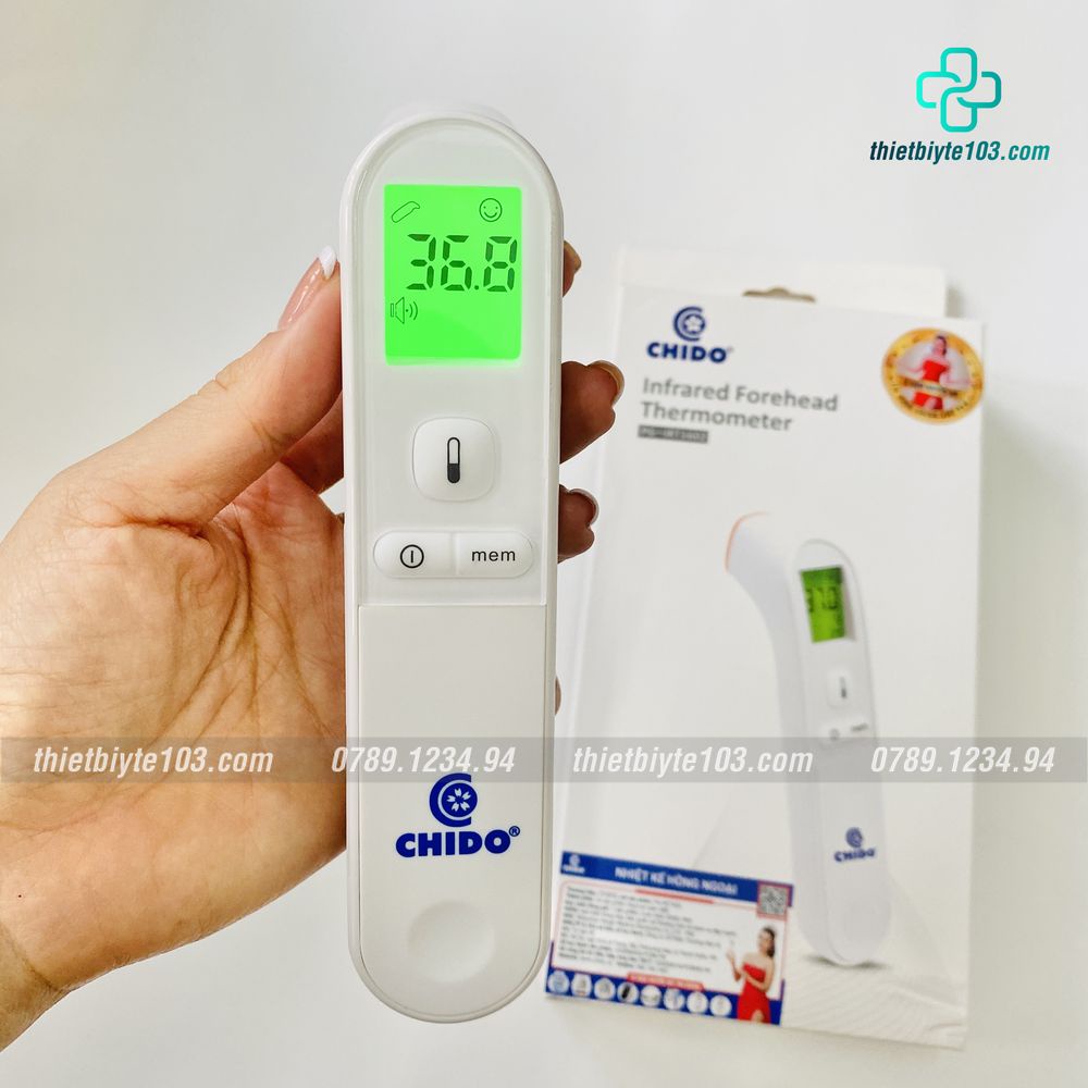 Nhiệt Kế Điện Tử Hồng Ngoại Cầm Tay CHIDO Nhật Bản - Đo Nhiệt Độ Cơ Thể Nước Đo Tai Đo Trán Chính Xác