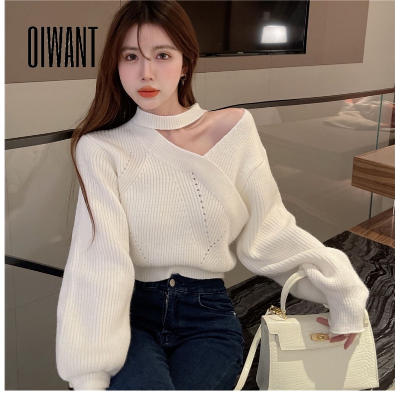 Áo Len Nữ Dài Tay Cổ Chữ V Màu Trơn Thời Trang