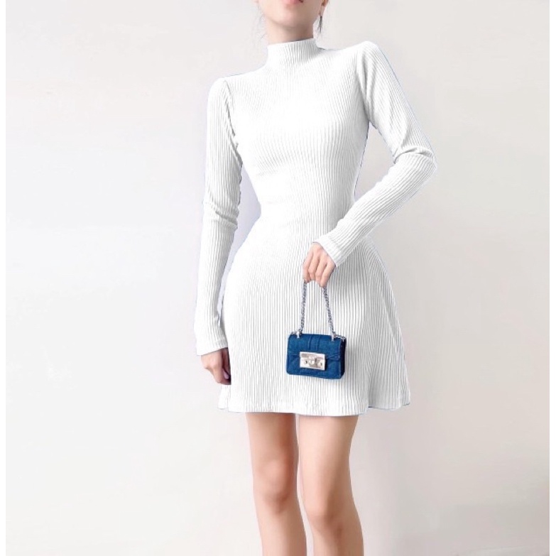 Đầm Xoè Ôm Body Dài Tay Chất Thun Gân CC070
