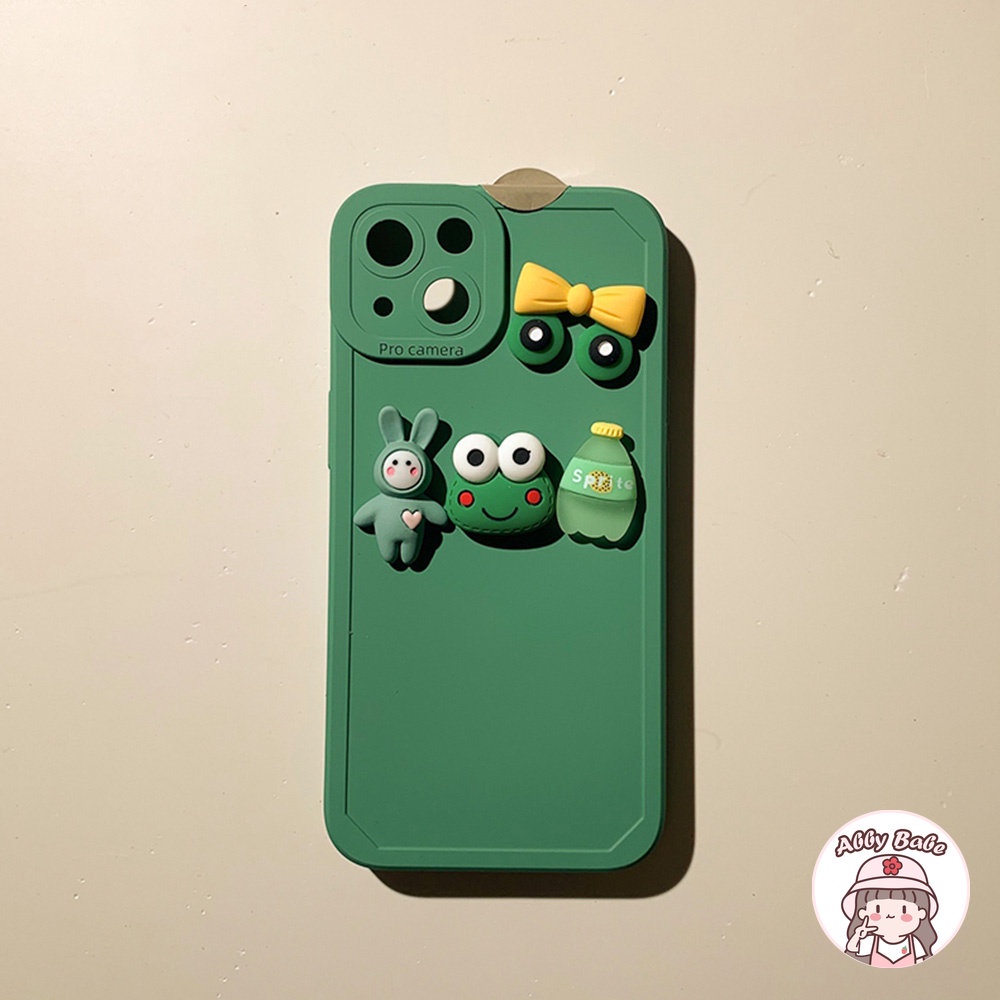 Ốp Điện Thoại TPU Mềm Chống Mồ Hôi Hình Chú Ếch Mắt To 3D Màu Xanh Bạc Hà IPhone 14 Pro Max 11 7Plus 13 12 11 Pro Max X XS