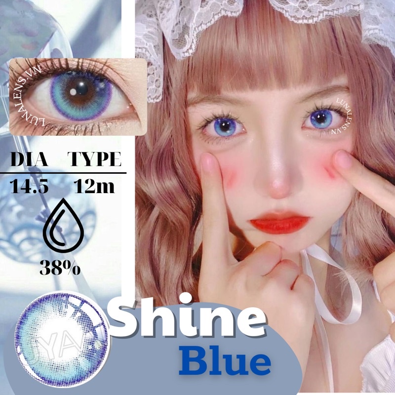 MỘT ĐÔI KÍNH ÁP TRÒNG MÀU XANH SHINE BLUE SIÊU ÊM SIÊU MỀM NỘI ĐỊA TRUNG QUỐC - LENS CÓ ĐỘ CẬN