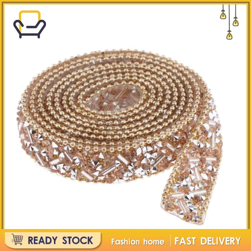 Cuộn Ruy Băng Đính Pha Lê Trang Trí Quần Áo Màu Vàng 1yd