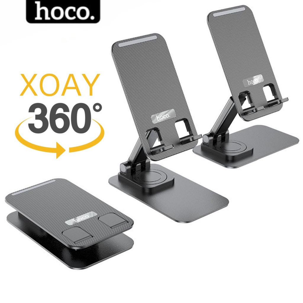 Giá đỡ điện thoại để bàn xoay 360 độ HOCO cầm tay gập đa năng livesteam xem phim