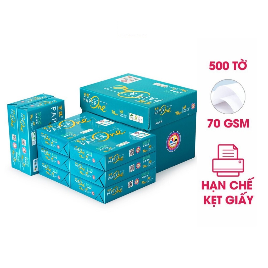 Giấy in A5 PAPER ONE Định lượng 70gsm - Hàng Chính Hãng - 500 tờ/ ream