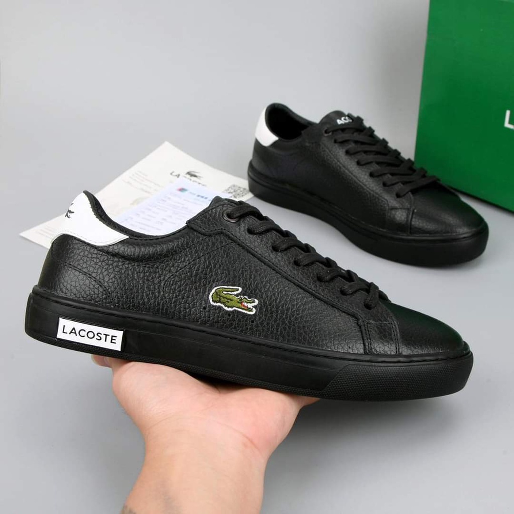 Giày nam Lacoste Full box Màu đen sang trọng đẳng cấp - Đế làm từ cao su đúc đi êm chân - DL7229