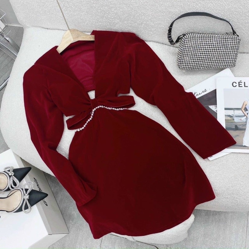 Set áo cut eo khuy bấm+ chân váy đính đá