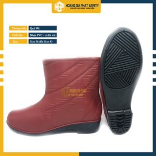 Ủng ngắn nâu có lót vải bên trong cho nam và nữ ủng đi mưa chổng trơn trượt ủng làm vườn[GIÁ RẺ]