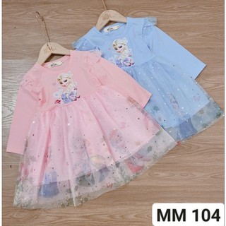 Váy đầm elisa 1-2T dài tay cho bé cotton co giãn đanh mịn, sắc nét không xù vải