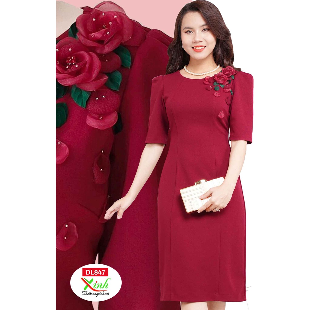 Đầm Cotton Cát Âu Kết Hoa Cao Cấp DL847